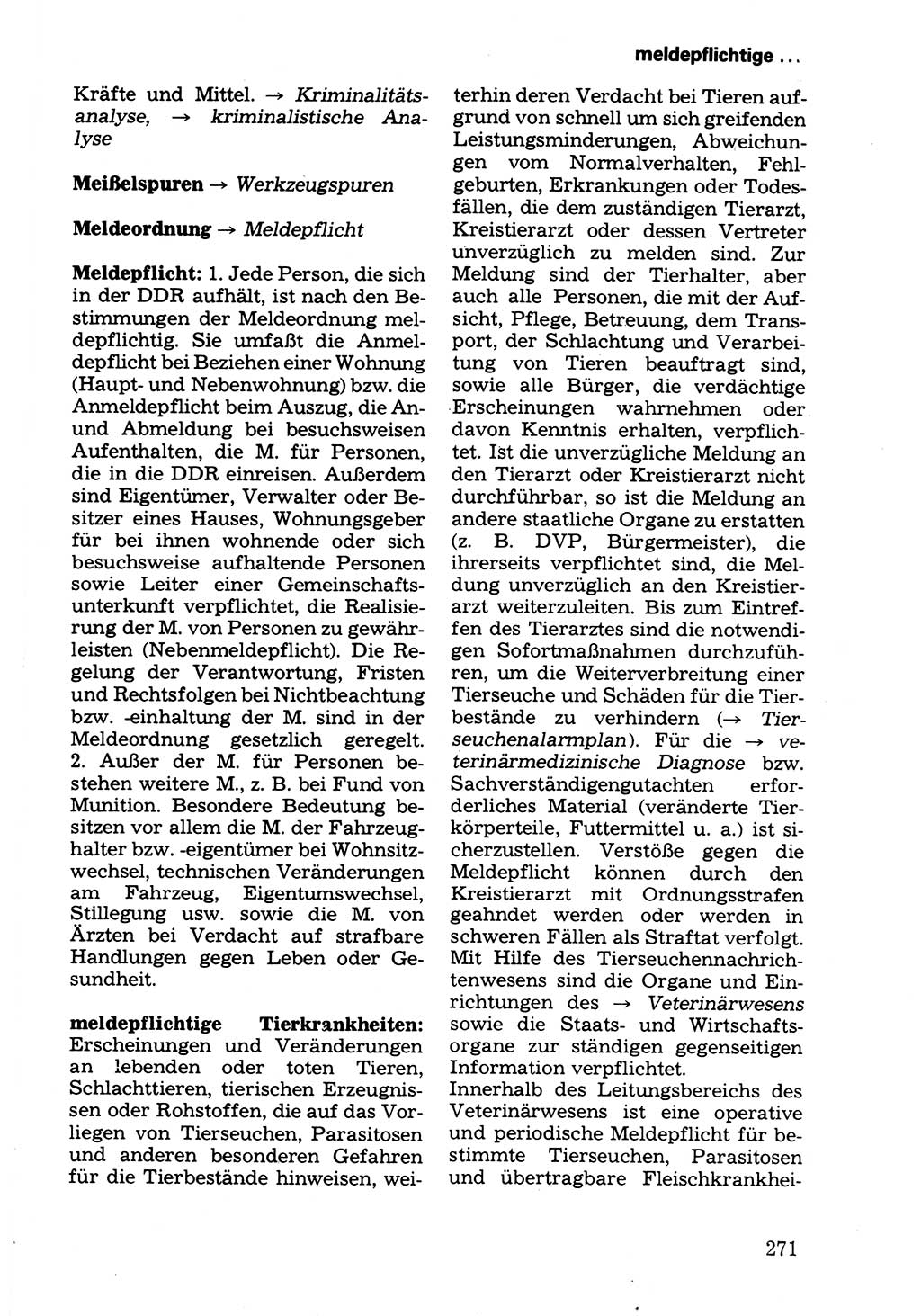 Wörterbuch der sozialistischen Kriminalistik [Deutsche Demokratische Republik (DDR)] 1981, Seite 271 (Wb. soz. Krim. DDR 1981, S. 271)