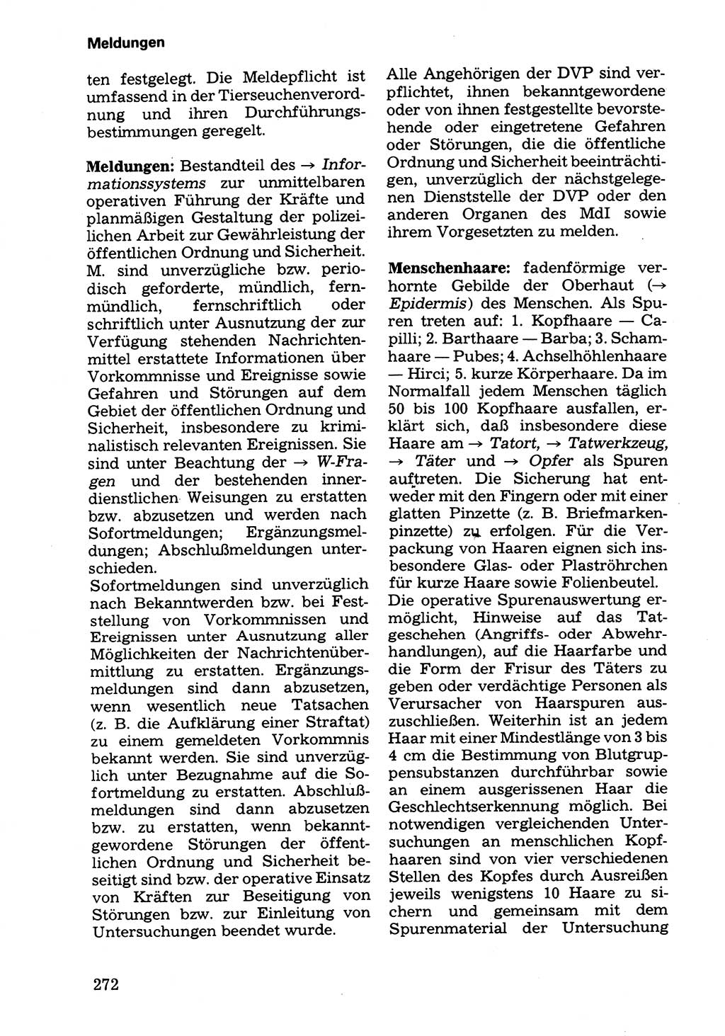 Wörterbuch der sozialistischen Kriminalistik [Deutsche Demokratische Republik (DDR)] 1981, Seite 272 (Wb. soz. Krim. DDR 1981, S. 272)