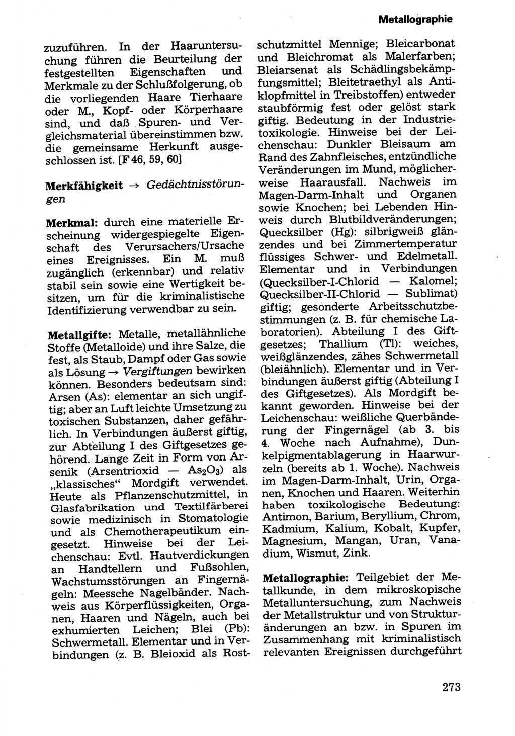 Wörterbuch der sozialistischen Kriminalistik [Deutsche Demokratische Republik (DDR)] 1981, Seite 273 (Wb. soz. Krim. DDR 1981, S. 273)