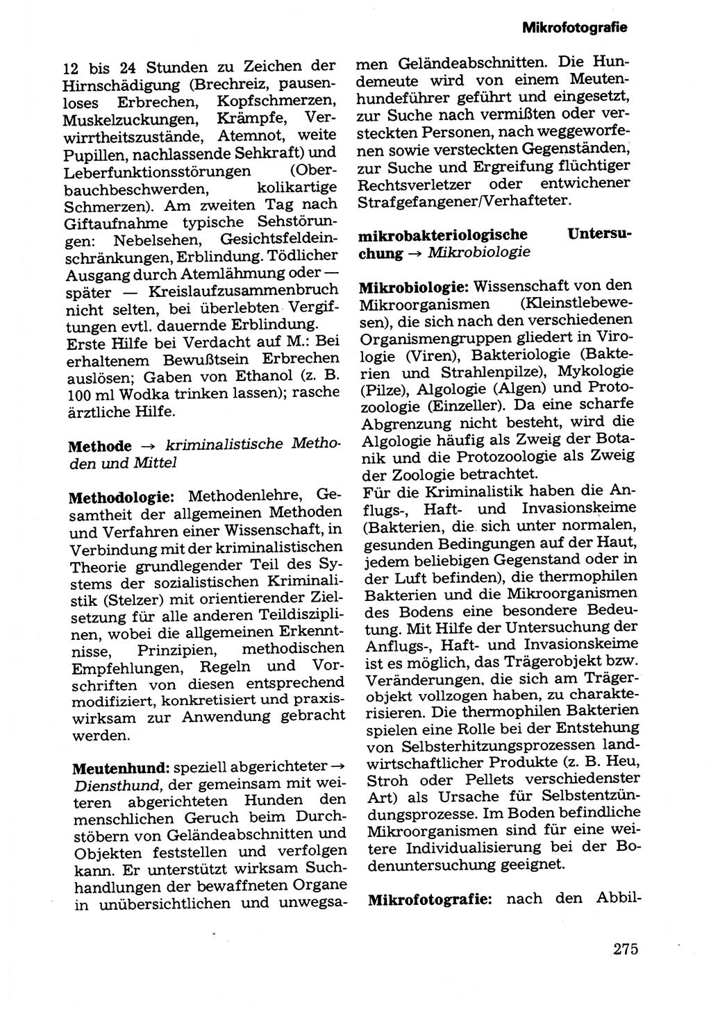 Wörterbuch der sozialistischen Kriminalistik [Deutsche Demokratische Republik (DDR)] 1981, Seite 275 (Wb. soz. Krim. DDR 1981, S. 275)