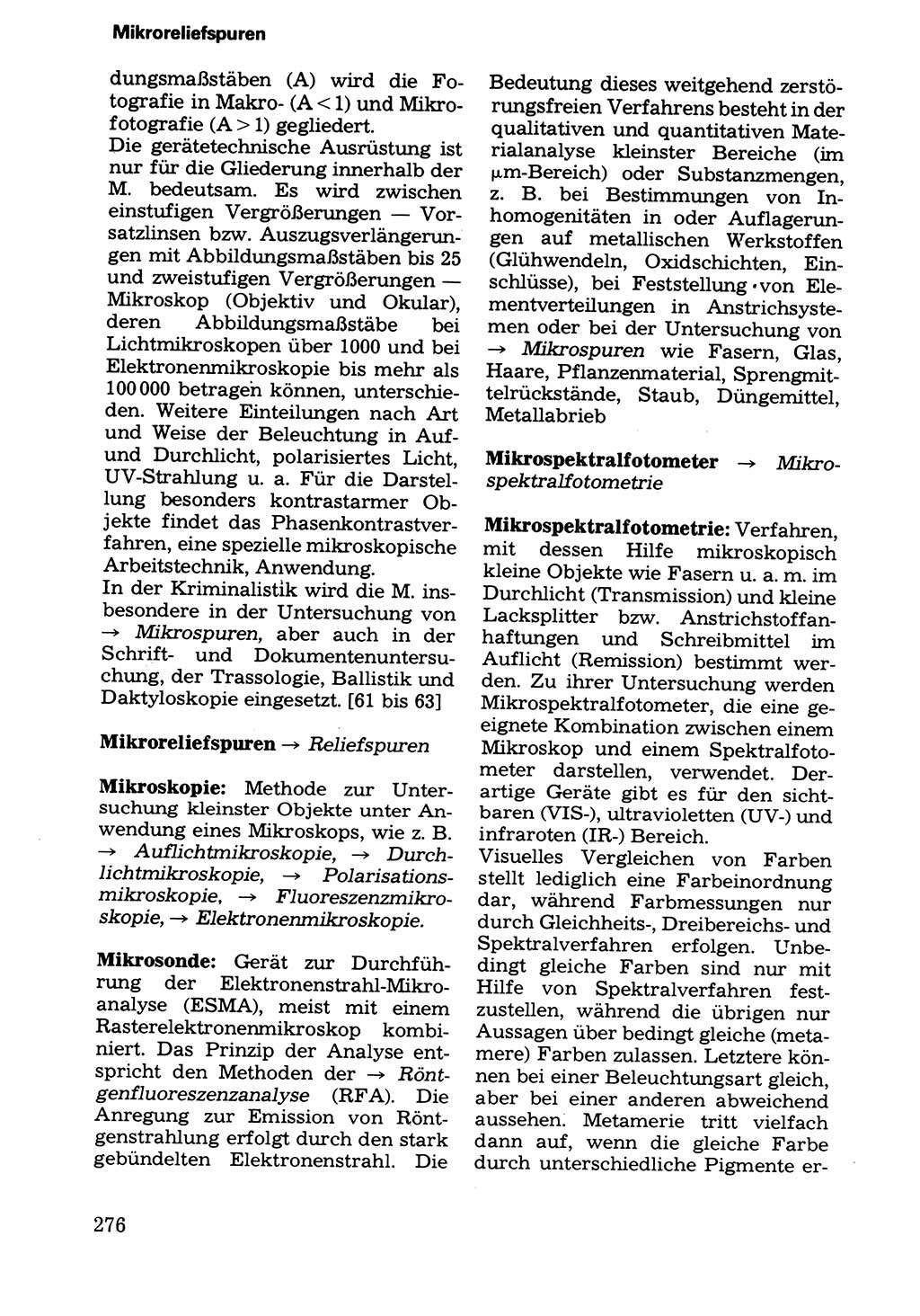 Wörterbuch der sozialistischen Kriminalistik [Deutsche Demokratische Republik (DDR)] 1981, Seite 276 (Wb. soz. Krim. DDR 1981, S. 276)