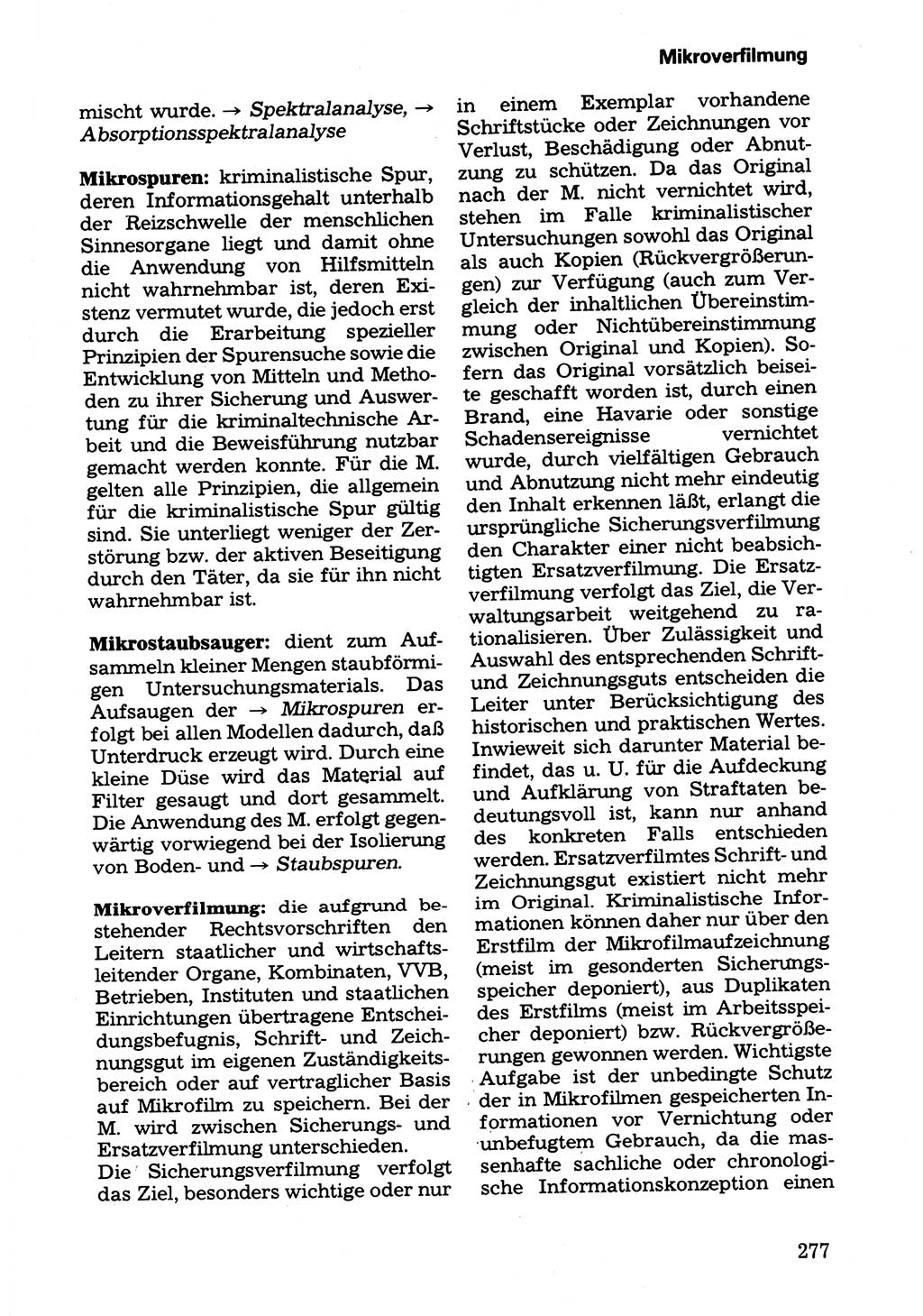 Wörterbuch der sozialistischen Kriminalistik [Deutsche Demokratische Republik (DDR)] 1981, Seite 277 (Wb. soz. Krim. DDR 1981, S. 277)