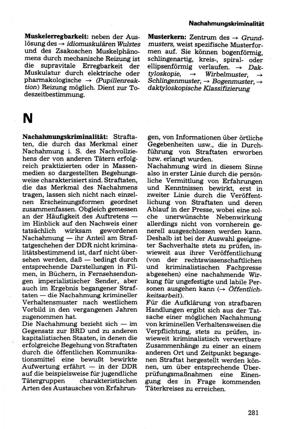 Wörterbuch der sozialistischen Kriminalistik [Deutsche Demokratische Republik (DDR)] 1981, Seite 281 (Wb. soz. Krim. DDR 1981, S. 281)