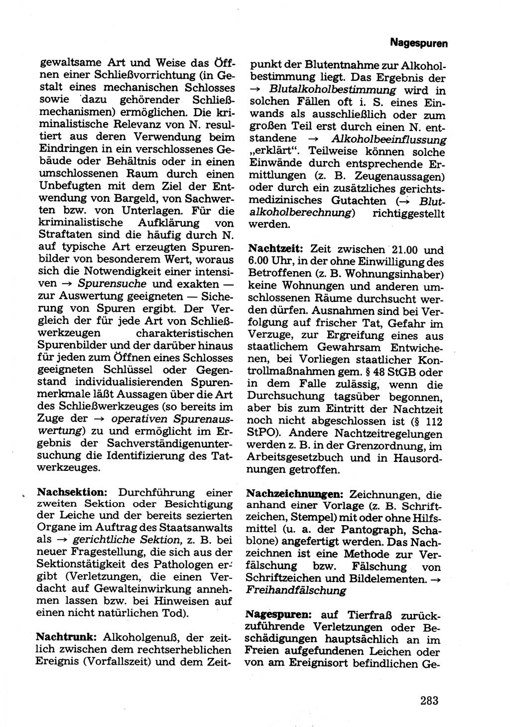 Wörterbuch der sozialistischen Kriminalistik [Deutsche Demokratische Republik (DDR)] 1981, Seite 283 (Wb. soz. Krim. DDR 1981, S. 283)