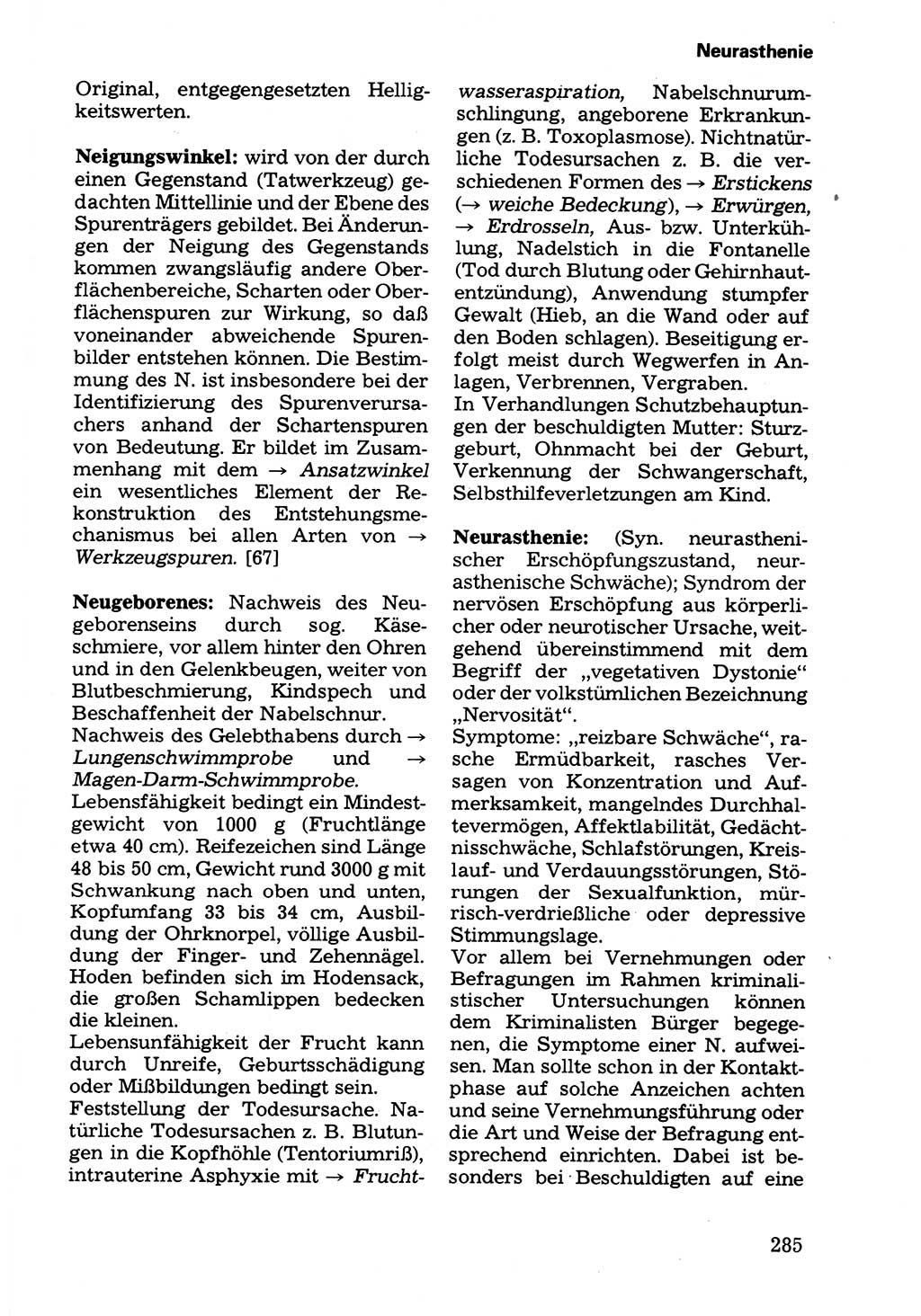 Wörterbuch der sozialistischen Kriminalistik [Deutsche Demokratische Republik (DDR)] 1981, Seite 285 (Wb. soz. Krim. DDR 1981, S. 285)