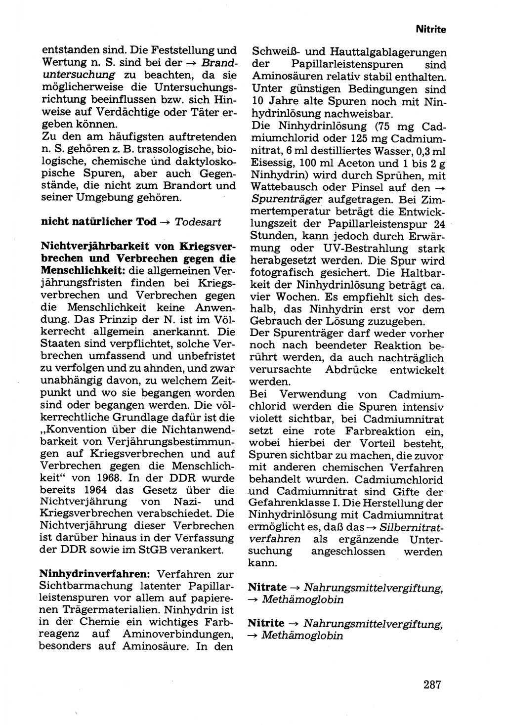 Wörterbuch der sozialistischen Kriminalistik [Deutsche Demokratische Republik (DDR)] 1981, Seite 287 (Wb. soz. Krim. DDR 1981, S. 287)