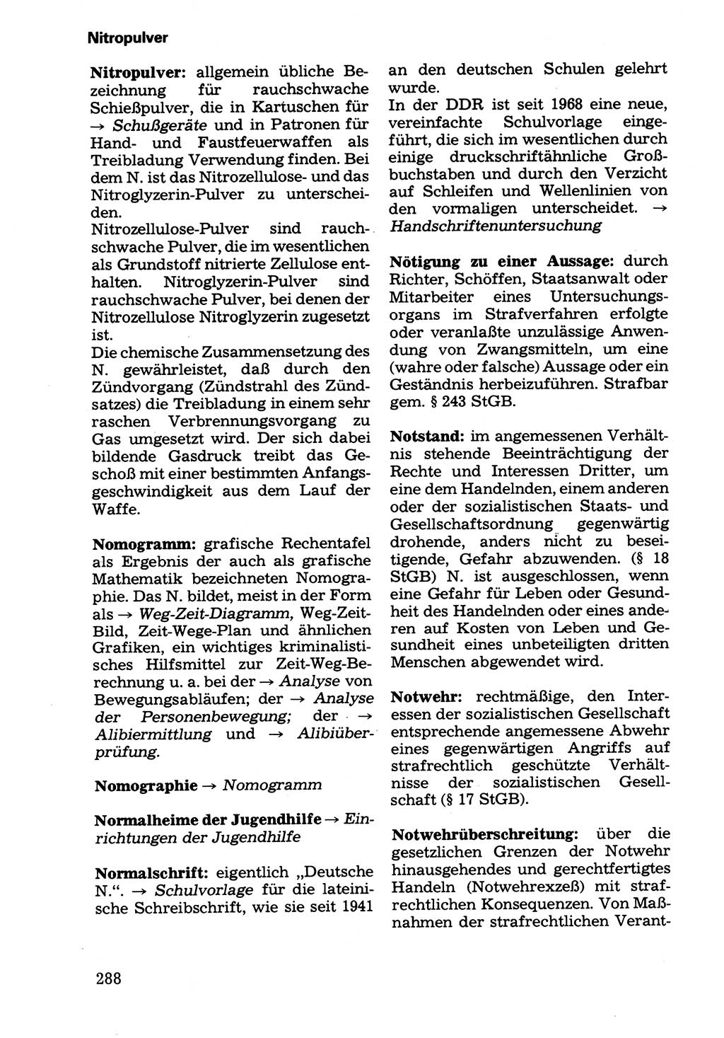 Wörterbuch der sozialistischen Kriminalistik [Deutsche Demokratische Republik (DDR)] 1981, Seite 288 (Wb. soz. Krim. DDR 1981, S. 288)