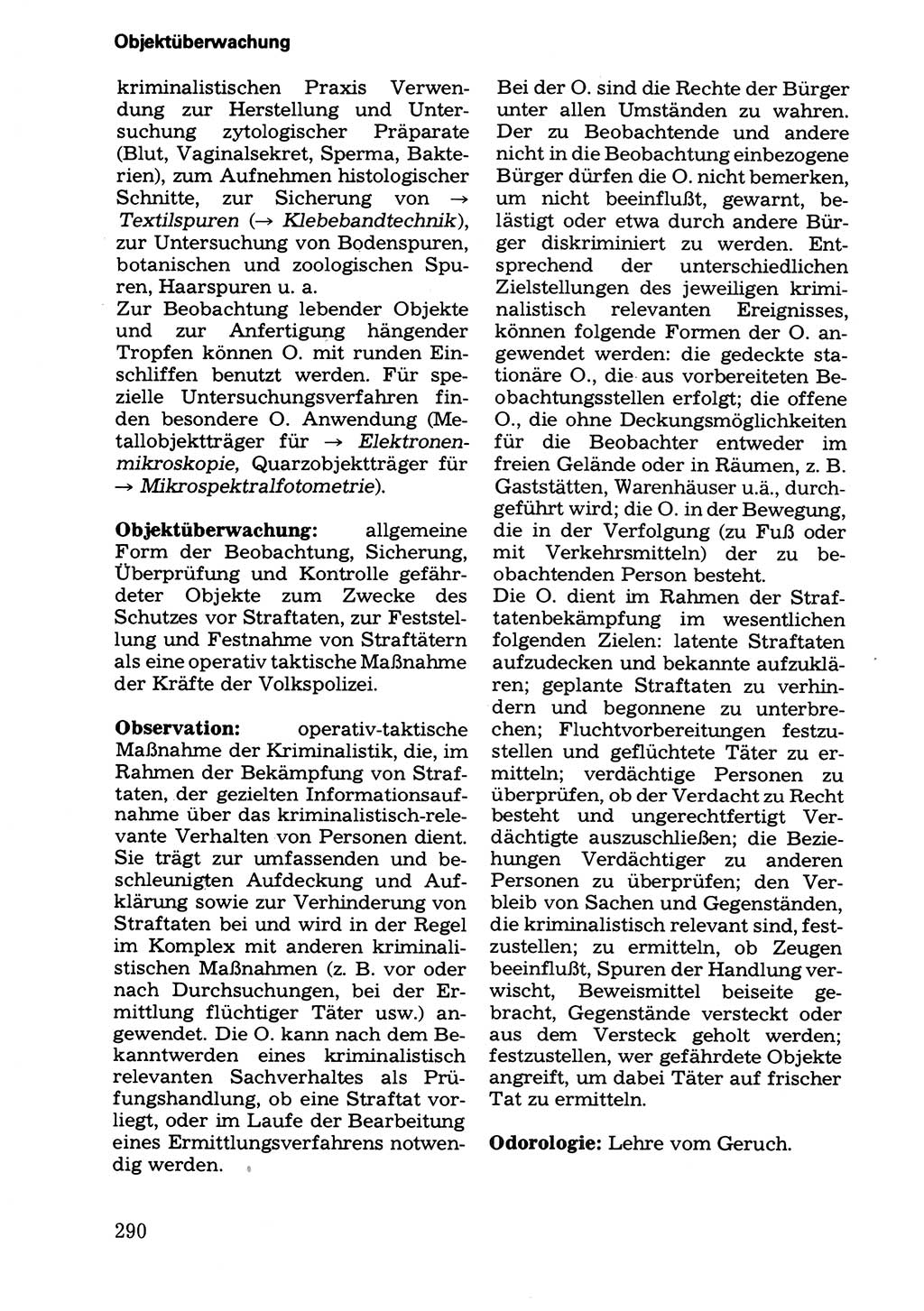 Wörterbuch der sozialistischen Kriminalistik [Deutsche Demokratische Republik (DDR)] 1981, Seite 290 (Wb. soz. Krim. DDR 1981, S. 290)