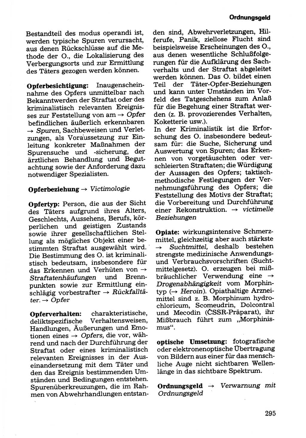 Wörterbuch der sozialistischen Kriminalistik [Deutsche Demokratische Republik (DDR)] 1981, Seite 295 (Wb. soz. Krim. DDR 1981, S. 295)