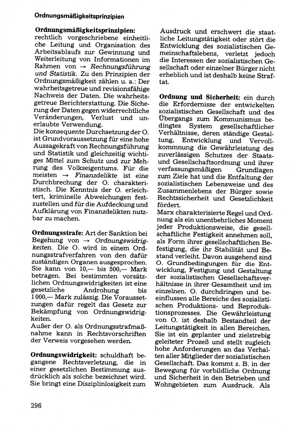 Wörterbuch der sozialistischen Kriminalistik [Deutsche Demokratische Republik (DDR)] 1981, Seite 296 (Wb. soz. Krim. DDR 1981, S. 296)