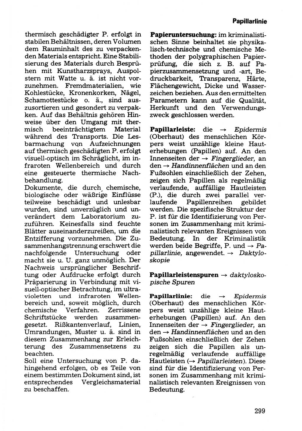 Wörterbuch der sozialistischen Kriminalistik [Deutsche Demokratische Republik (DDR)] 1981, Seite 299 (Wb. soz. Krim. DDR 1981, S. 299)