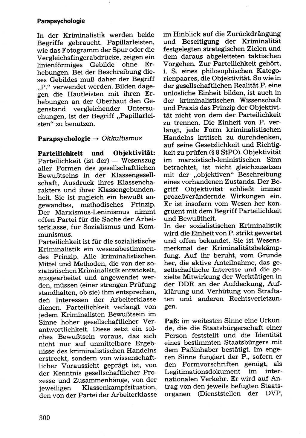 Wörterbuch der sozialistischen Kriminalistik [Deutsche Demokratische Republik (DDR)] 1981, Seite 300 (Wb. soz. Krim. DDR 1981, S. 300)