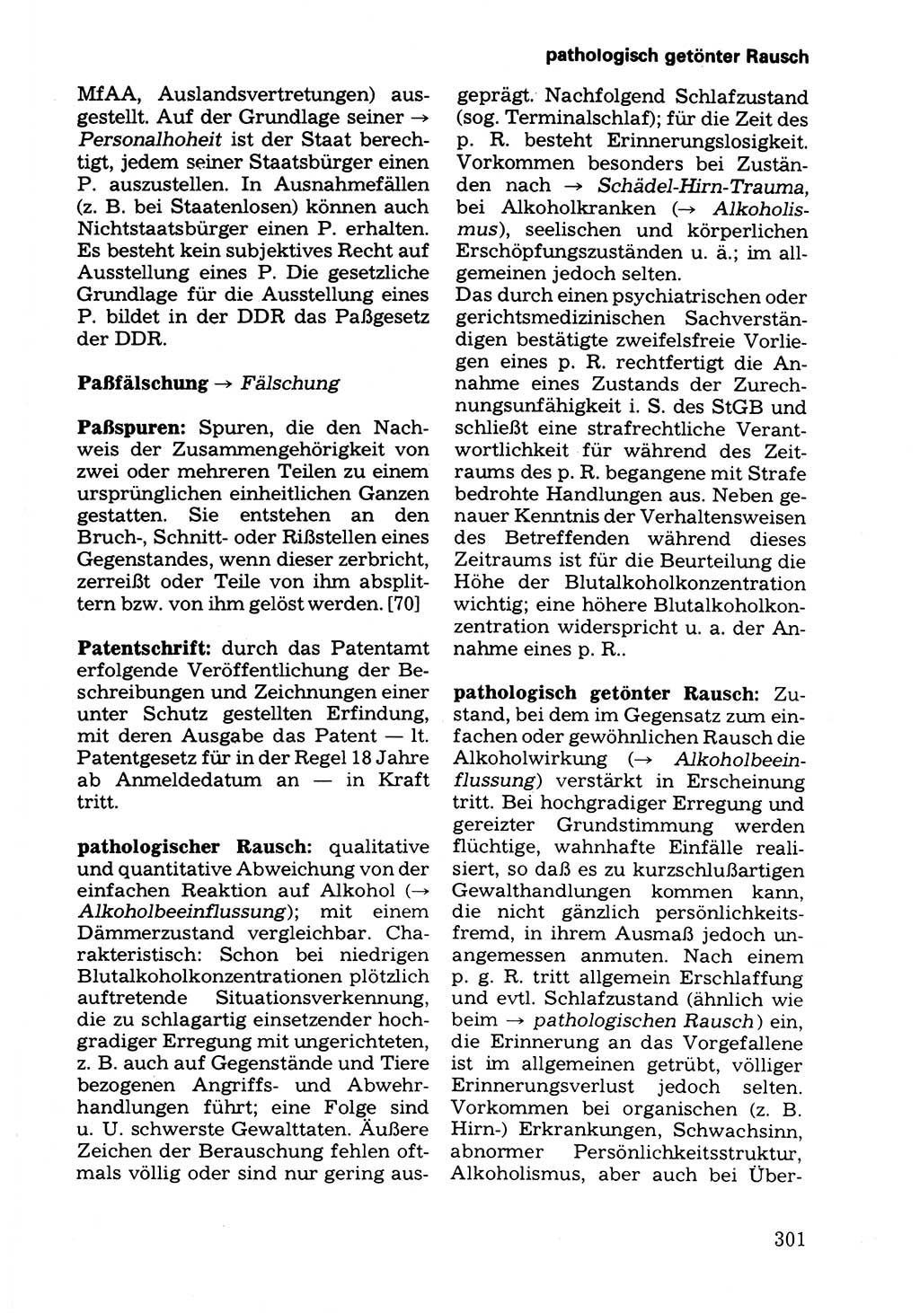 Wörterbuch der sozialistischen Kriminalistik [Deutsche Demokratische Republik (DDR)] 1981, Seite 301 (Wb. soz. Krim. DDR 1981, S. 301)