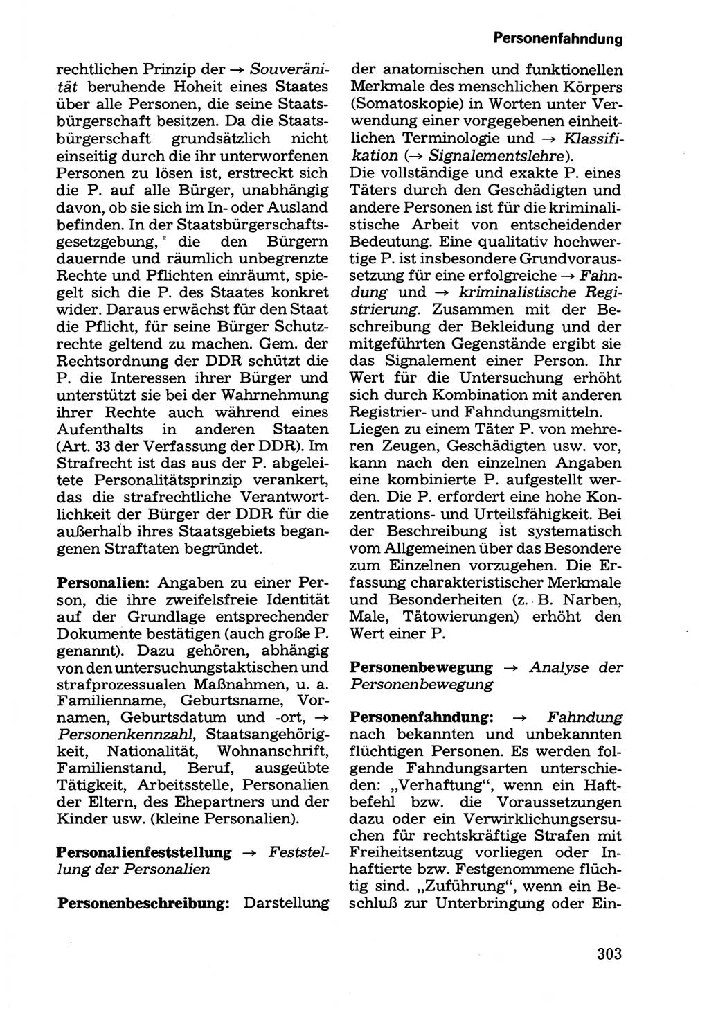 Wörterbuch der sozialistischen Kriminalistik [Deutsche Demokratische Republik (DDR)] 1981, Seite 303 (Wb. soz. Krim. DDR 1981, S. 303)