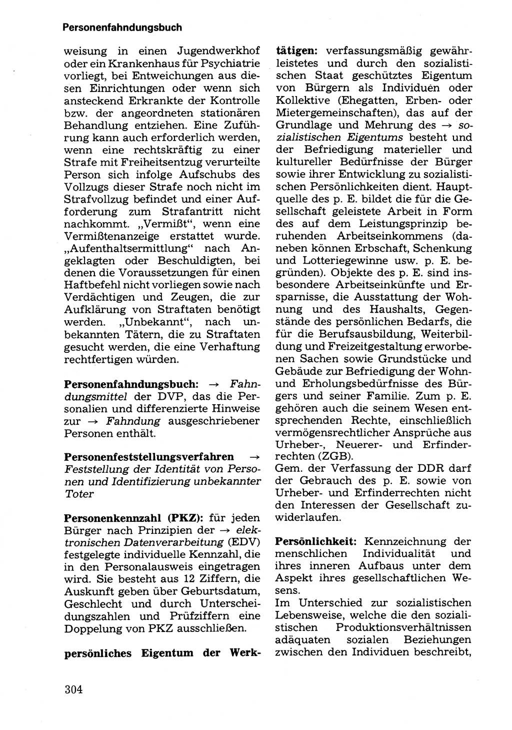 Wörterbuch der sozialistischen Kriminalistik [Deutsche Demokratische Republik (DDR)] 1981, Seite 304 (Wb. soz. Krim. DDR 1981, S. 304)