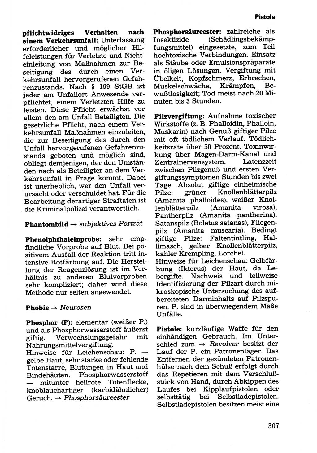 Wörterbuch der sozialistischen Kriminalistik [Deutsche Demokratische Republik (DDR)] 1981, Seite 307 (Wb. soz. Krim. DDR 1981, S. 307)