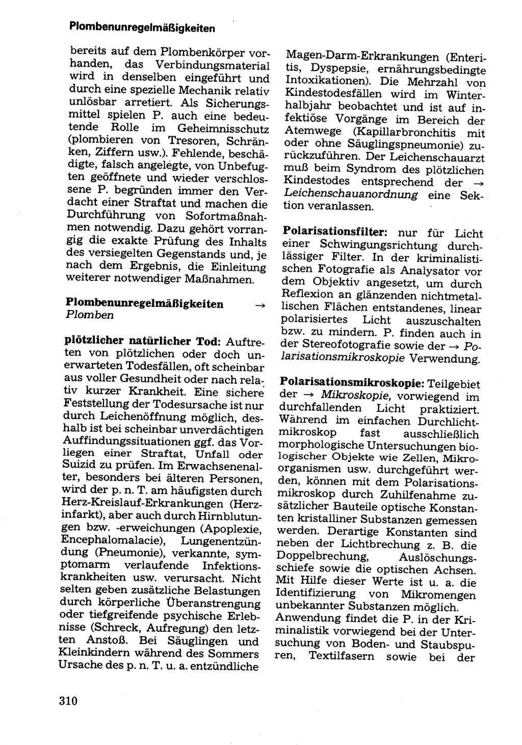 Wörterbuch der sozialistischen Kriminalistik [Deutsche Demokratische Republik (DDR)] 1981, Seite 310 (Wb. soz. Krim. DDR 1981, S. 310)