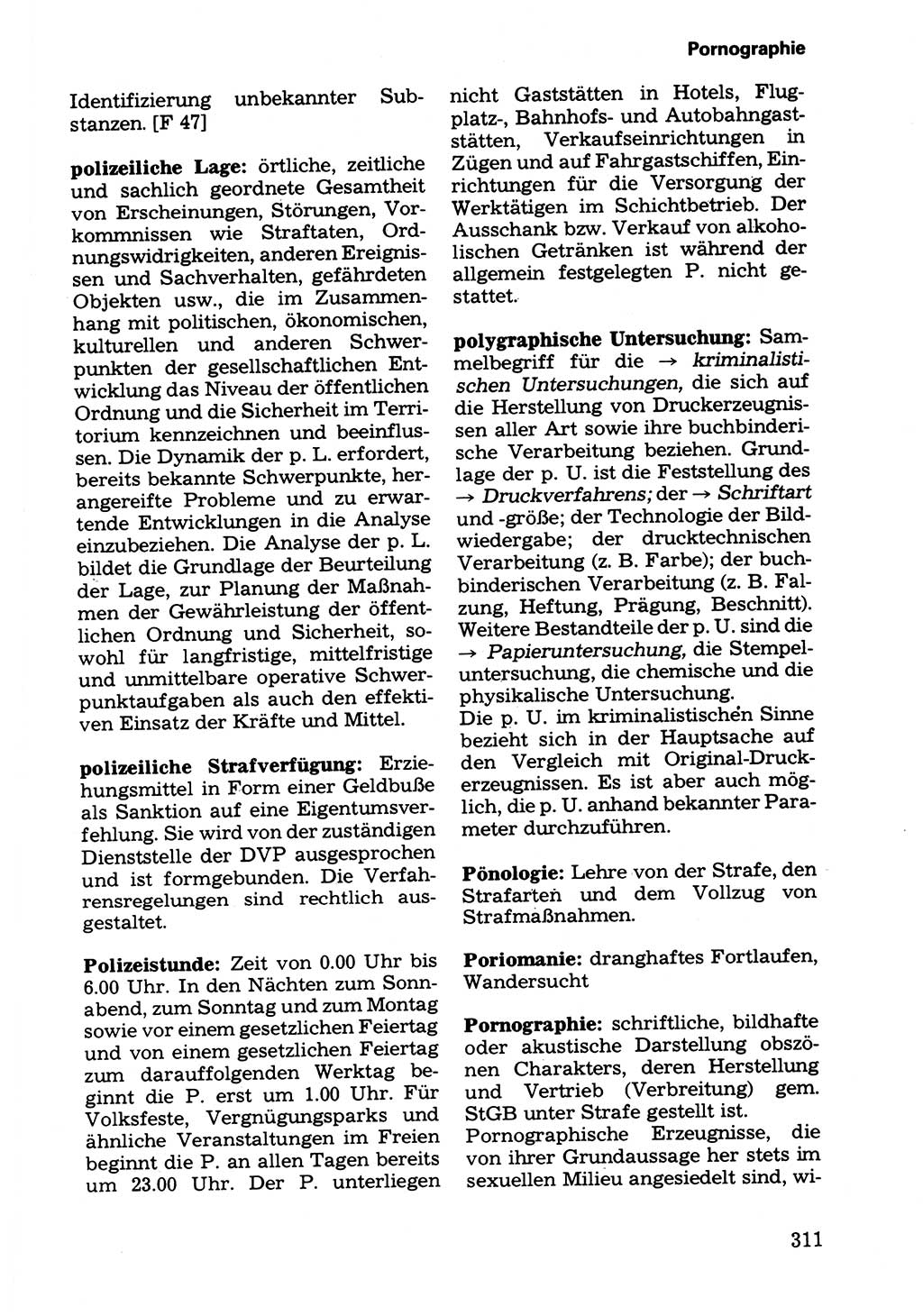 Wörterbuch der sozialistischen Kriminalistik [Deutsche Demokratische Republik (DDR)] 1981, Seite 311 (Wb. soz. Krim. DDR 1981, S. 311)
