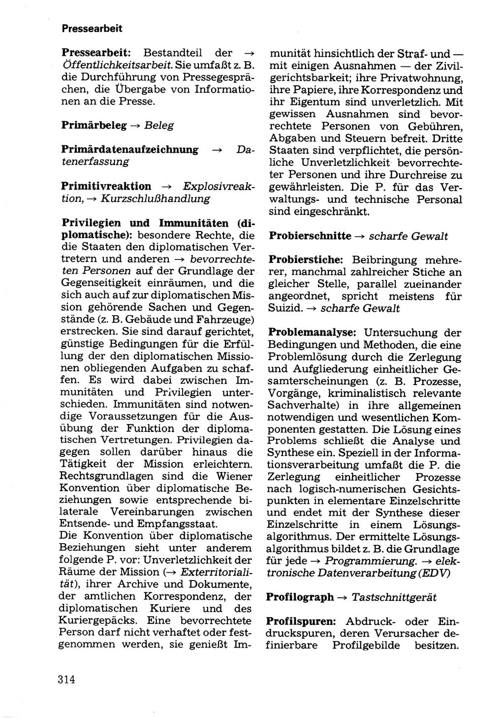 Wörterbuch der sozialistischen Kriminalistik [Deutsche Demokratische Republik (DDR)] 1981, Seite 314 (Wb. soz. Krim. DDR 1981, S. 314)