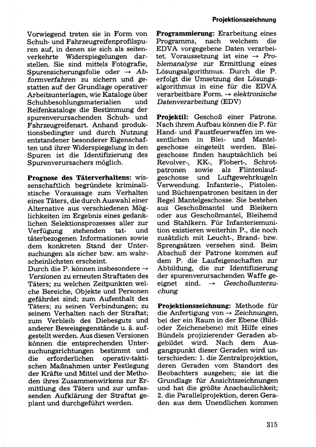 Wörterbuch der sozialistischen Kriminalistik [Deutsche Demokratische Republik (DDR)] 1981, Seite 315 (Wb. soz. Krim. DDR 1981, S. 315)