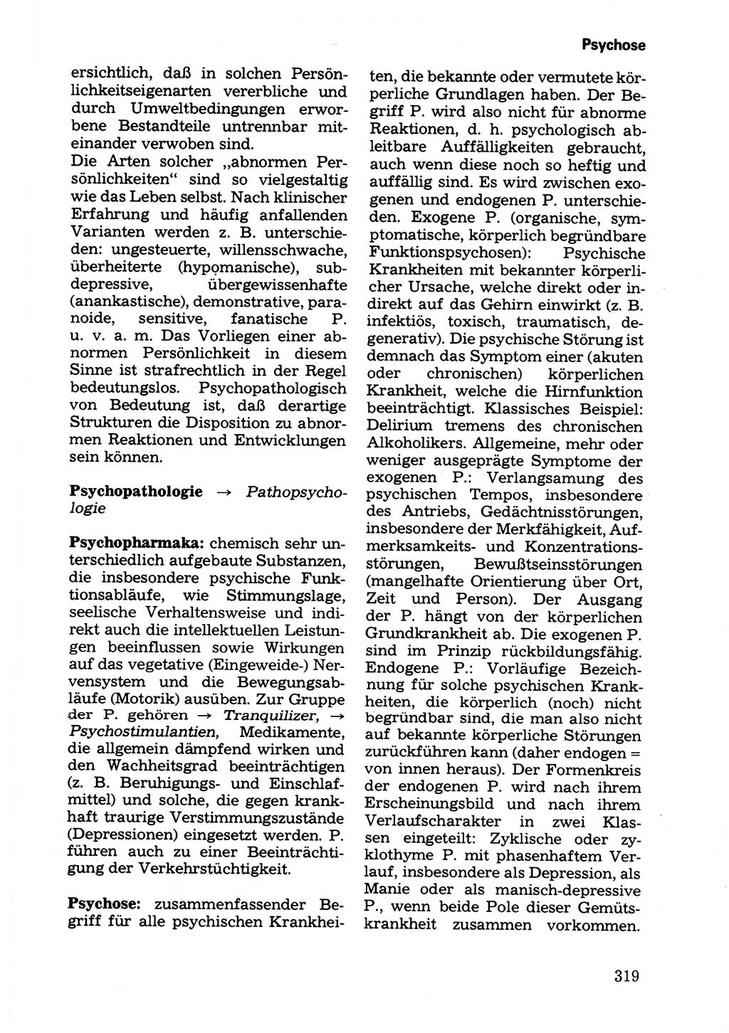Wörterbuch der sozialistischen Kriminalistik [Deutsche Demokratische Republik (DDR)] 1981, Seite 319 (Wb. soz. Krim. DDR 1981, S. 319)