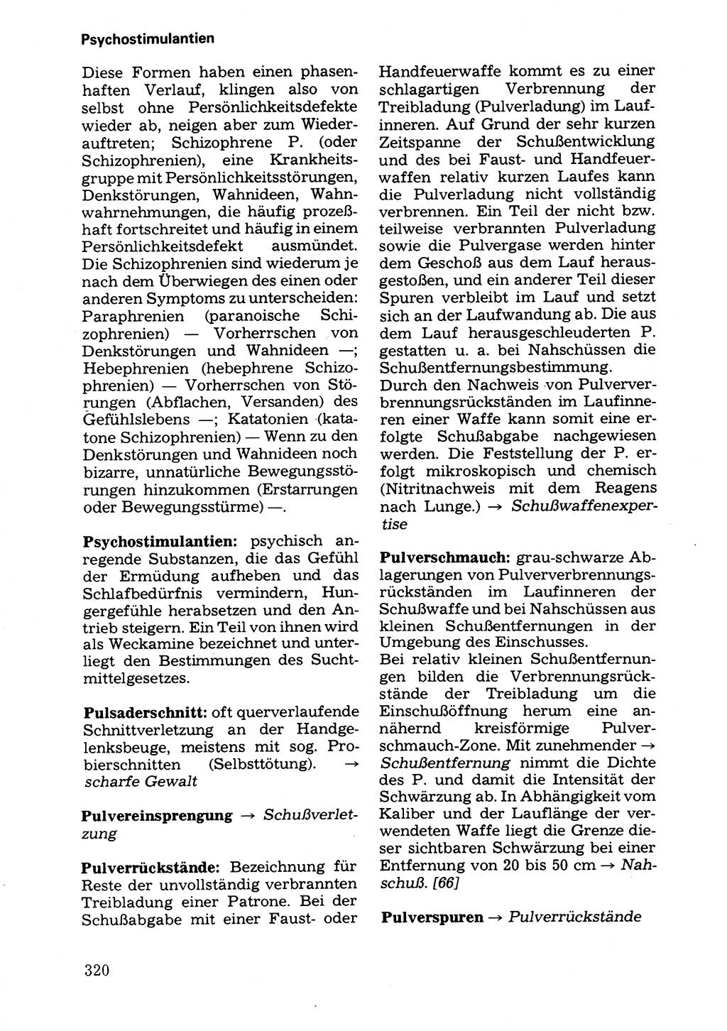 Wörterbuch der sozialistischen Kriminalistik [Deutsche Demokratische Republik (DDR)] 1981, Seite 320 (Wb. soz. Krim. DDR 1981, S. 320)