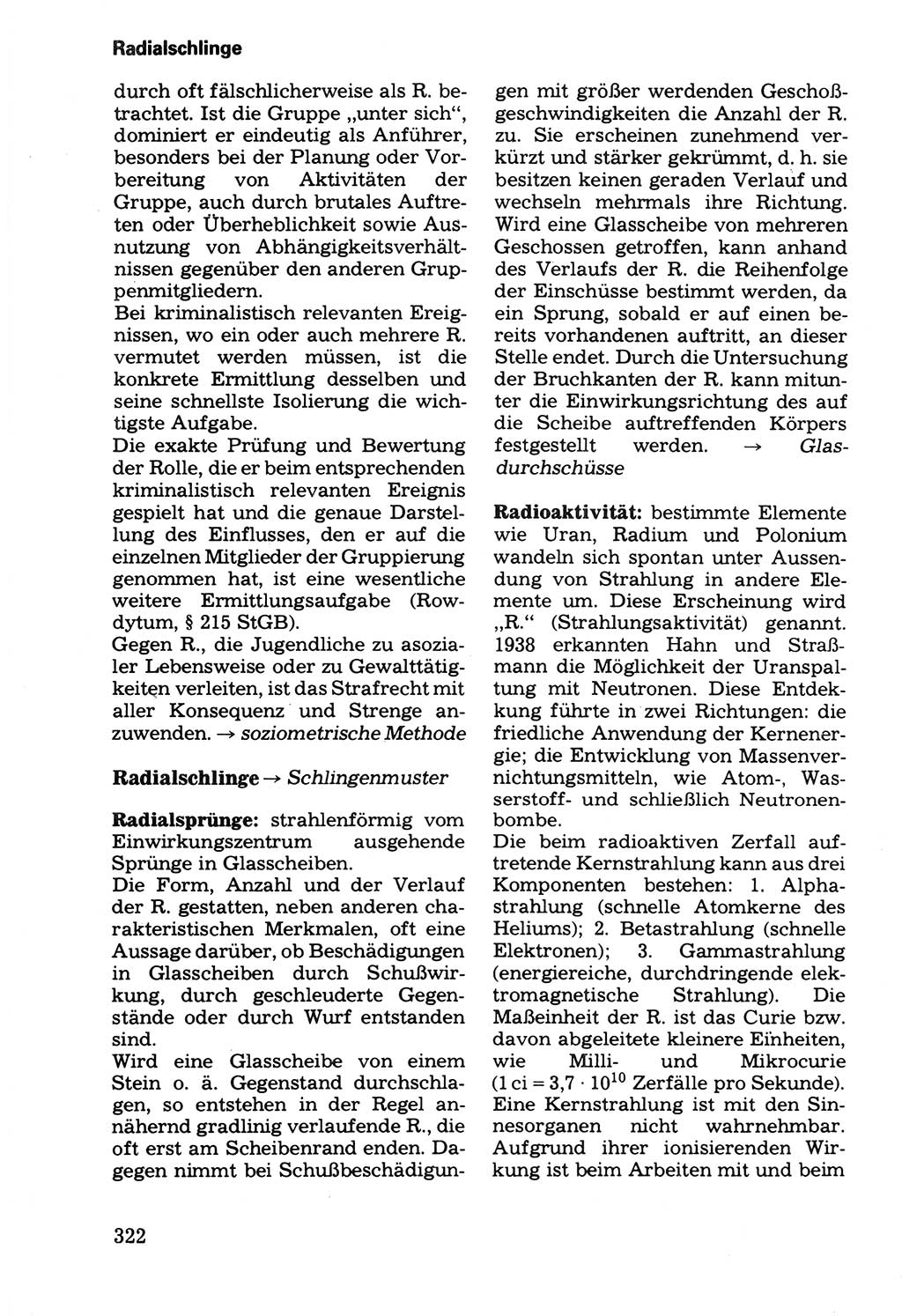 Wörterbuch der sozialistischen Kriminalistik [Deutsche Demokratische Republik (DDR)] 1981, Seite 322 (Wb. soz. Krim. DDR 1981, S. 322)
