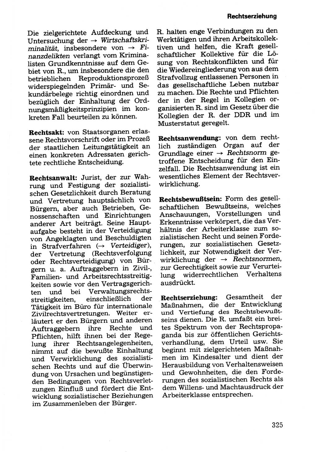 Wörterbuch der sozialistischen Kriminalistik [Deutsche Demokratische Republik (DDR)] 1981, Seite 325 (Wb. soz. Krim. DDR 1981, S. 325)
