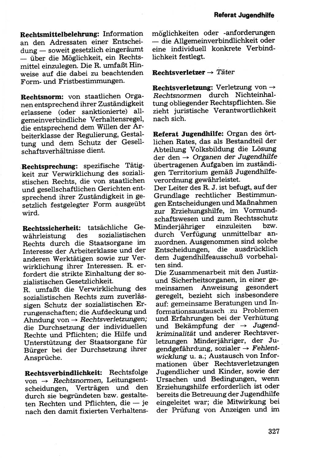 Wörterbuch der sozialistischen Kriminalistik [Deutsche Demokratische Republik (DDR)] 1981, Seite 327 (Wb. soz. Krim. DDR 1981, S. 327)