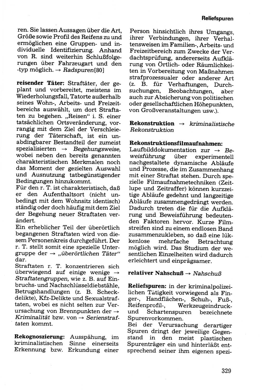 Wörterbuch der sozialistischen Kriminalistik [Deutsche Demokratische Republik (DDR)] 1981, Seite 329 (Wb. soz. Krim. DDR 1981, S. 329)