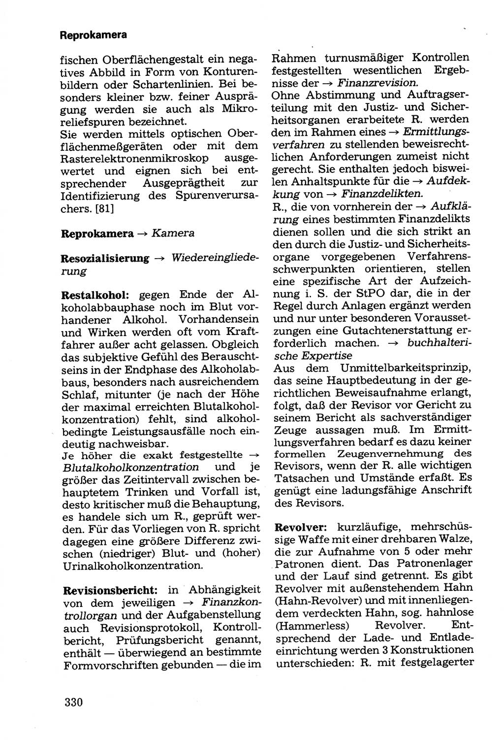 Wörterbuch der sozialistischen Kriminalistik [Deutsche Demokratische Republik (DDR)] 1981, Seite 330 (Wb. soz. Krim. DDR 1981, S. 330)