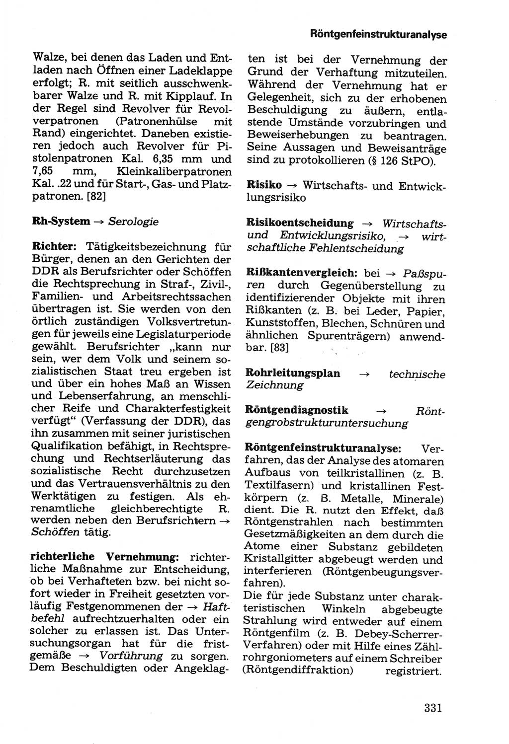 Wörterbuch der sozialistischen Kriminalistik [Deutsche Demokratische Republik (DDR)] 1981, Seite 331 (Wb. soz. Krim. DDR 1981, S. 331)