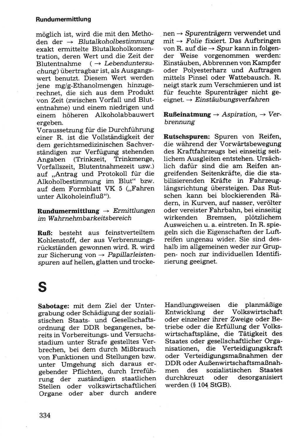 Wörterbuch der sozialistischen Kriminalistik [Deutsche Demokratische Republik (DDR)] 1981, Seite 334 (Wb. soz. Krim. DDR 1981, S. 334)