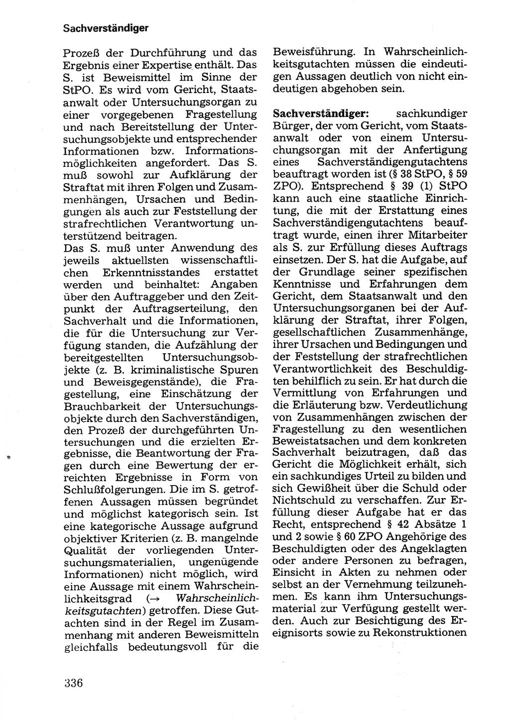 Wörterbuch der sozialistischen Kriminalistik [Deutsche Demokratische Republik (DDR)] 1981, Seite 336 (Wb. soz. Krim. DDR 1981, S. 336)