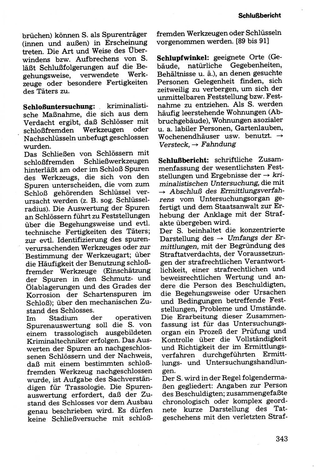 Wörterbuch der sozialistischen Kriminalistik [Deutsche Demokratische Republik (DDR)] 1981, Seite 343 (Wb. soz. Krim. DDR 1981, S. 343)