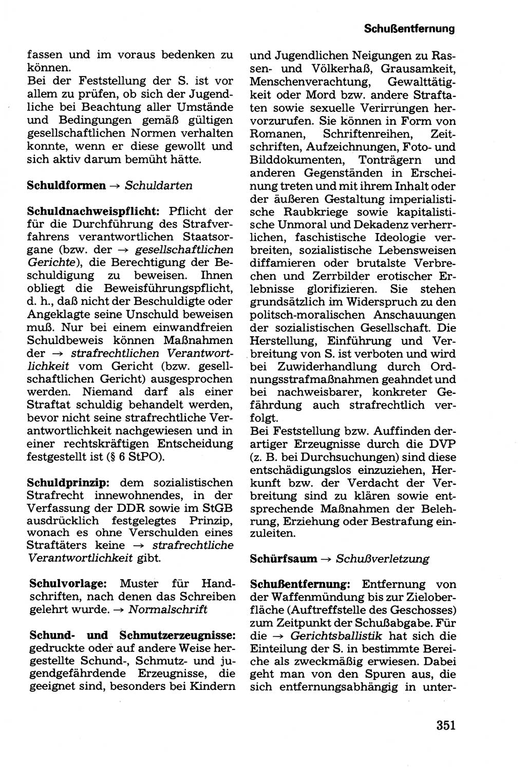 Wörterbuch der sozialistischen Kriminalistik [Deutsche Demokratische Republik (DDR)] 1981, Seite 351 (Wb. soz. Krim. DDR 1981, S. 351)