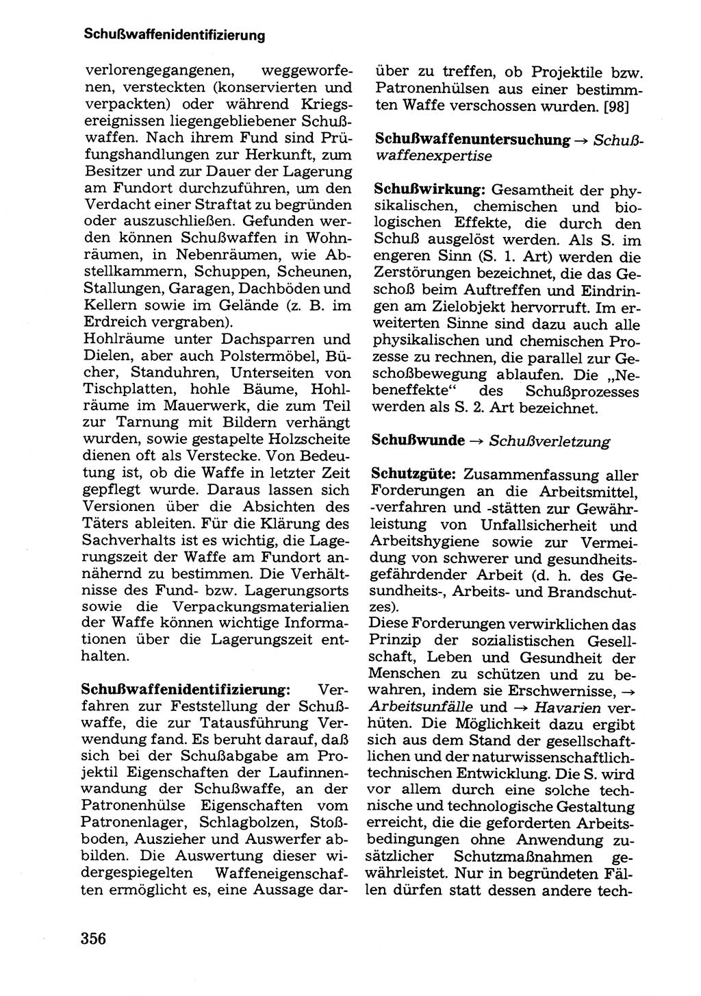 Wörterbuch der sozialistischen Kriminalistik [Deutsche Demokratische Republik (DDR)] 1981, Seite 356 (Wb. soz. Krim. DDR 1981, S. 356)