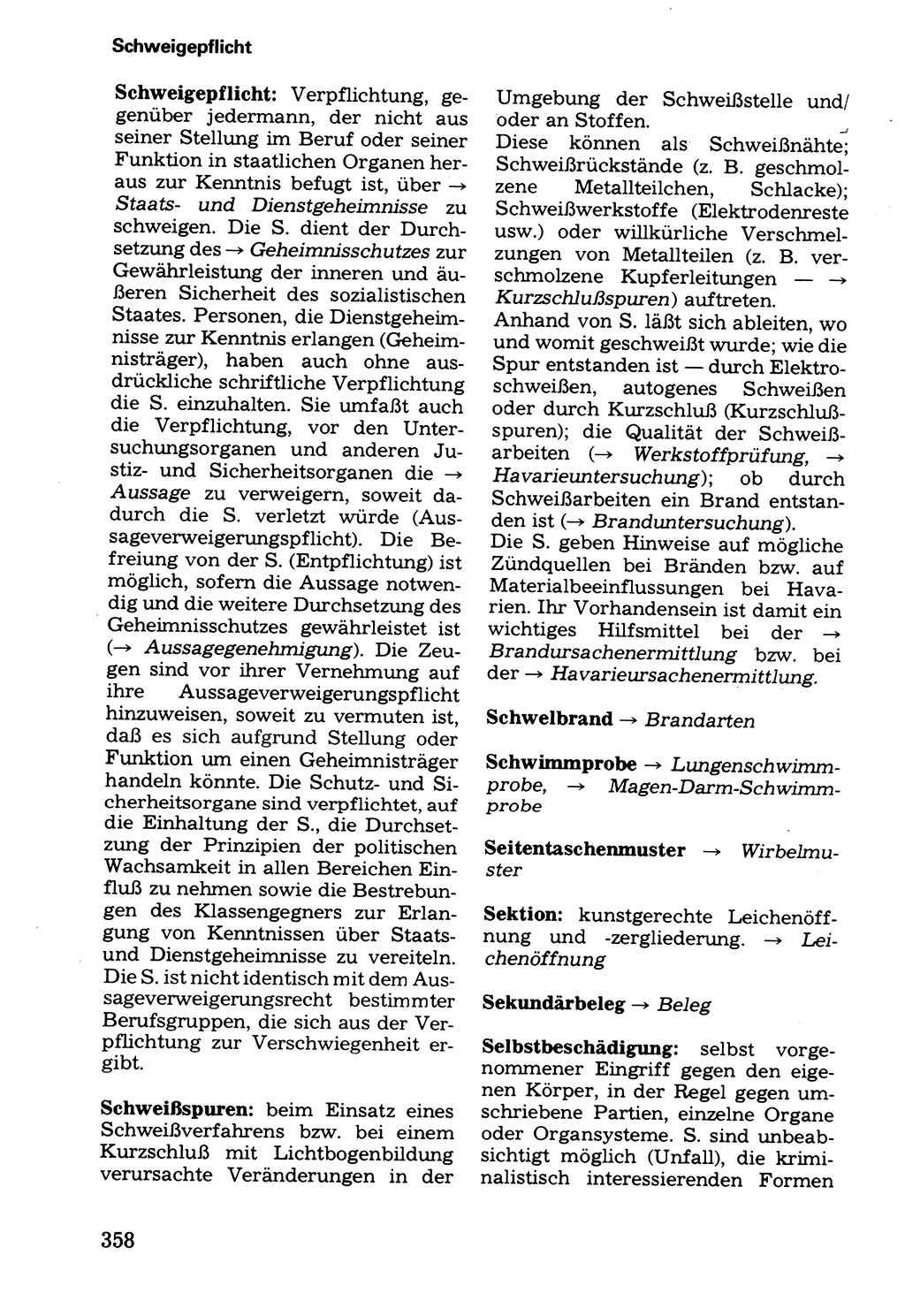 Wörterbuch der sozialistischen Kriminalistik [Deutsche Demokratische Republik (DDR)] 1981, Seite 358 (Wb. soz. Krim. DDR 1981, S. 358)