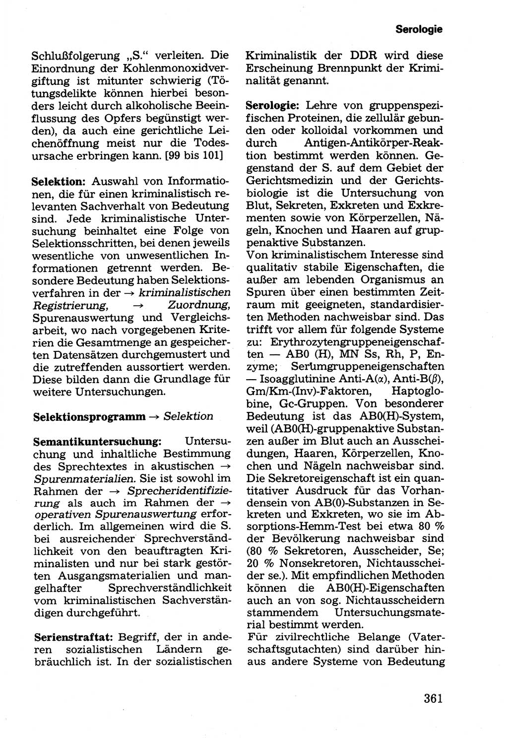 Wörterbuch der sozialistischen Kriminalistik [Deutsche Demokratische Republik (DDR)] 1981, Seite 361 (Wb. soz. Krim. DDR 1981, S. 361)
