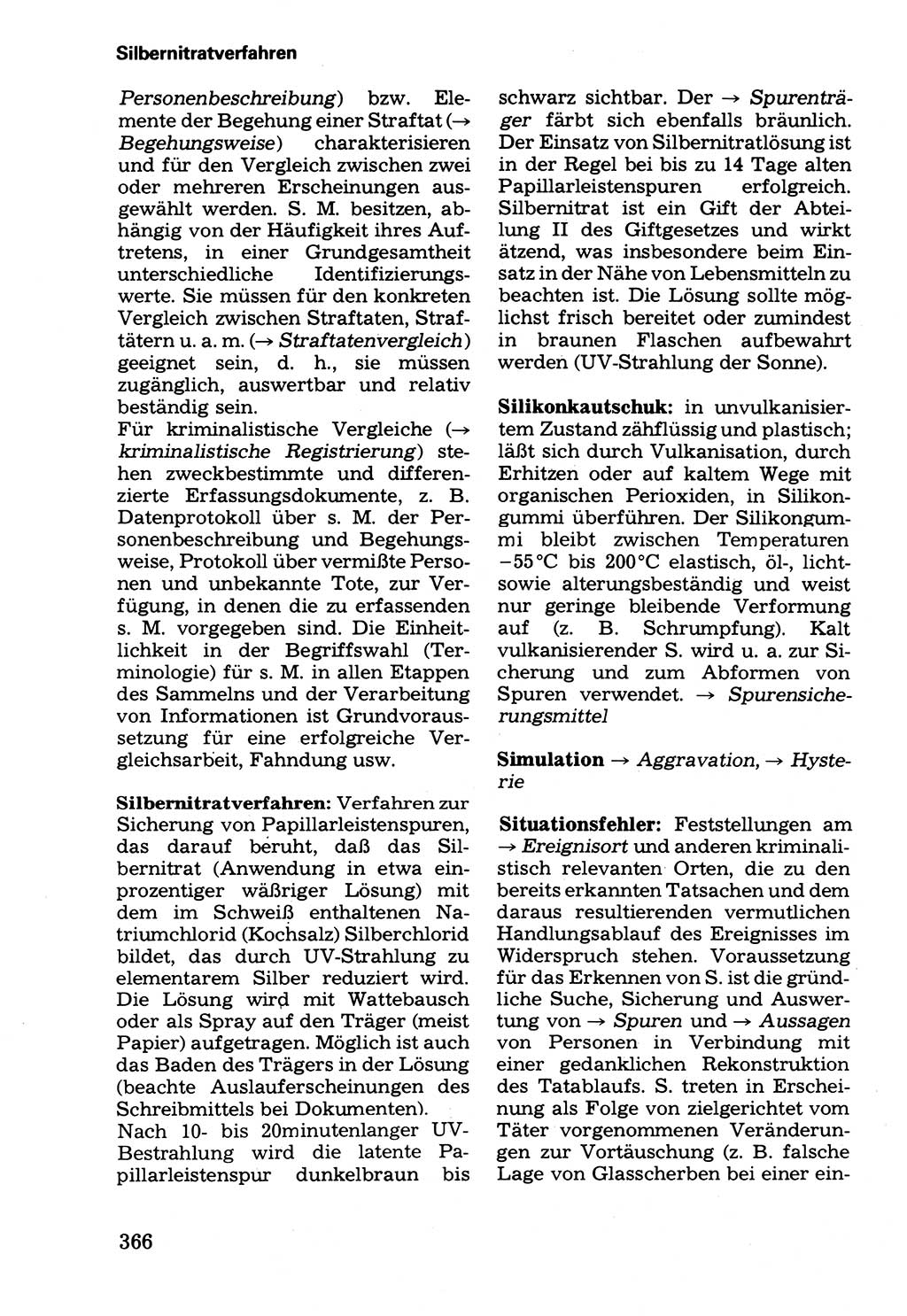 Wörterbuch der sozialistischen Kriminalistik [Deutsche Demokratische Republik (DDR)] 1981, Seite 366 (Wb. soz. Krim. DDR 1981, S. 366)
