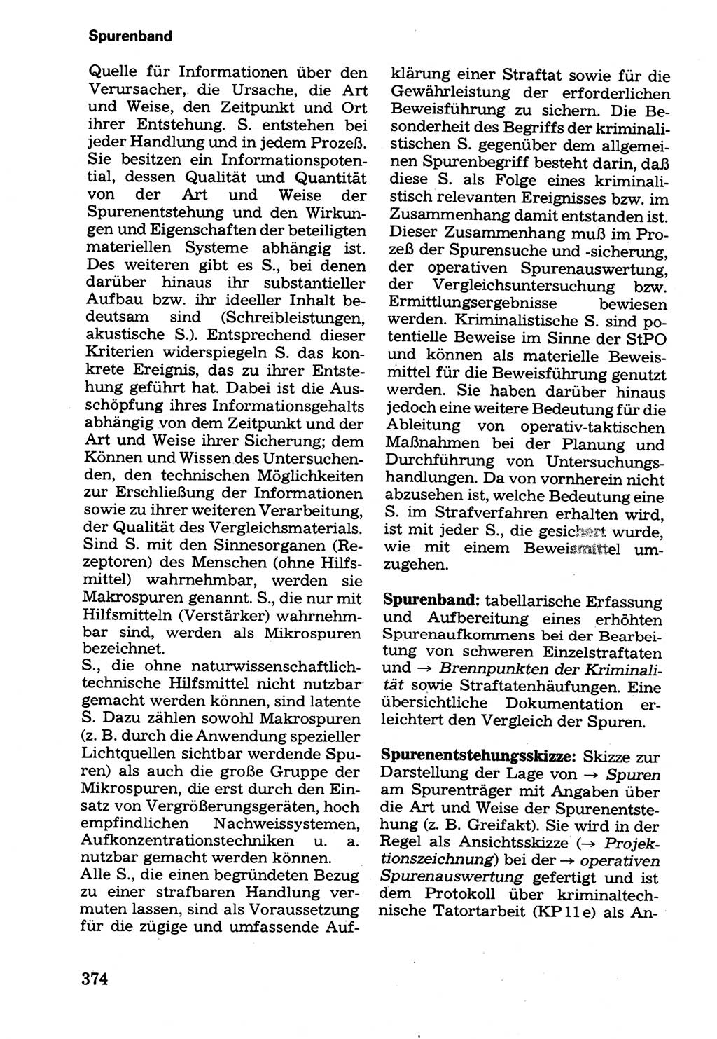 Wörterbuch der sozialistischen Kriminalistik [Deutsche Demokratische Republik (DDR)] 1981, Seite 374 (Wb. soz. Krim. DDR 1981, S. 374)