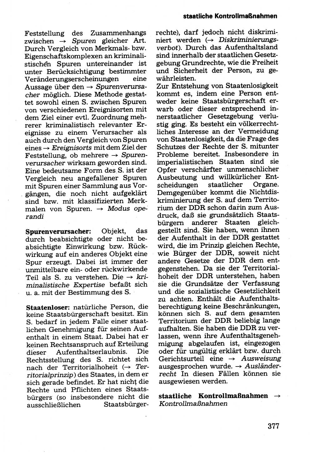 Wörterbuch der sozialistischen Kriminalistik [Deutsche Demokratische Republik (DDR)] 1981, Seite 377 (Wb. soz. Krim. DDR 1981, S. 377)