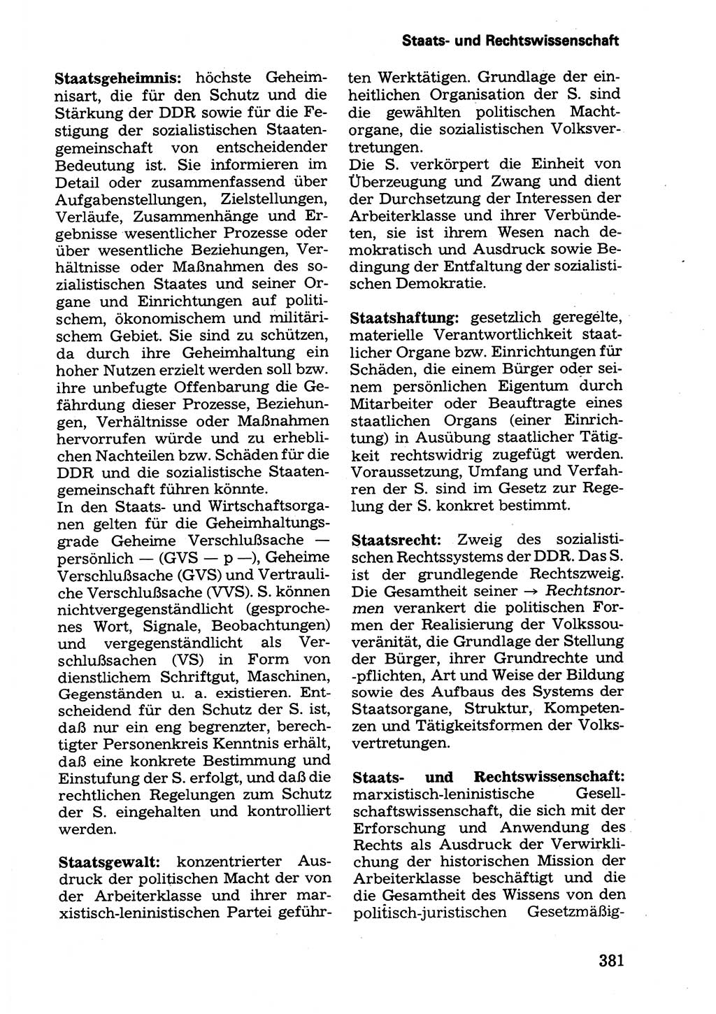 Wörterbuch der sozialistischen Kriminalistik [Deutsche Demokratische Republik (DDR)] 1981, Seite 381 (Wb. soz. Krim. DDR 1981, S. 381)