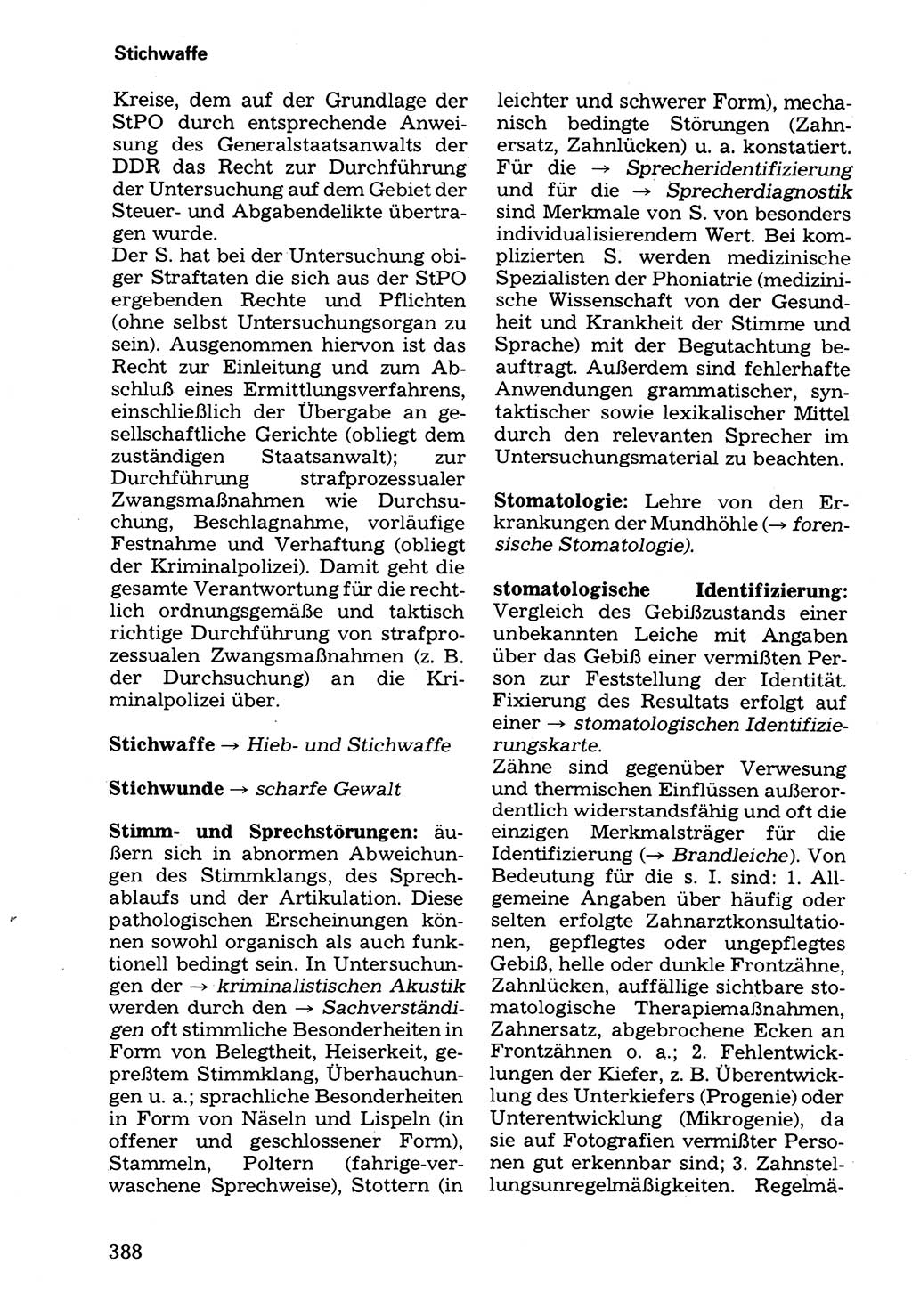 Wörterbuch der sozialistischen Kriminalistik [Deutsche Demokratische Republik (DDR)] 1981, Seite 388 (Wb. soz. Krim. DDR 1981, S. 388)