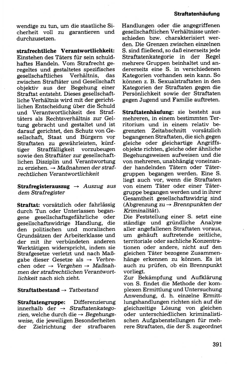 Wörterbuch der sozialistischen Kriminalistik [Deutsche Demokratische Republik (DDR)] 1981, Seite 391 (Wb. soz. Krim. DDR 1981, S. 391)