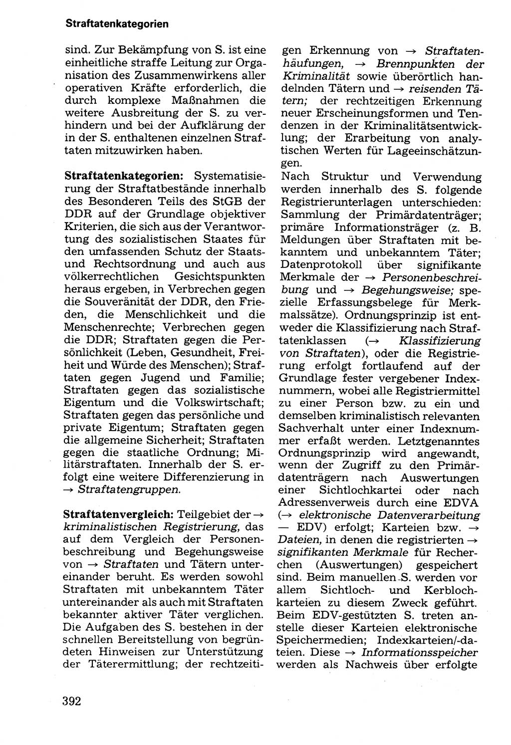 Wörterbuch der sozialistischen Kriminalistik [Deutsche Demokratische Republik (DDR)] 1981, Seite 392 (Wb. soz. Krim. DDR 1981, S. 392)