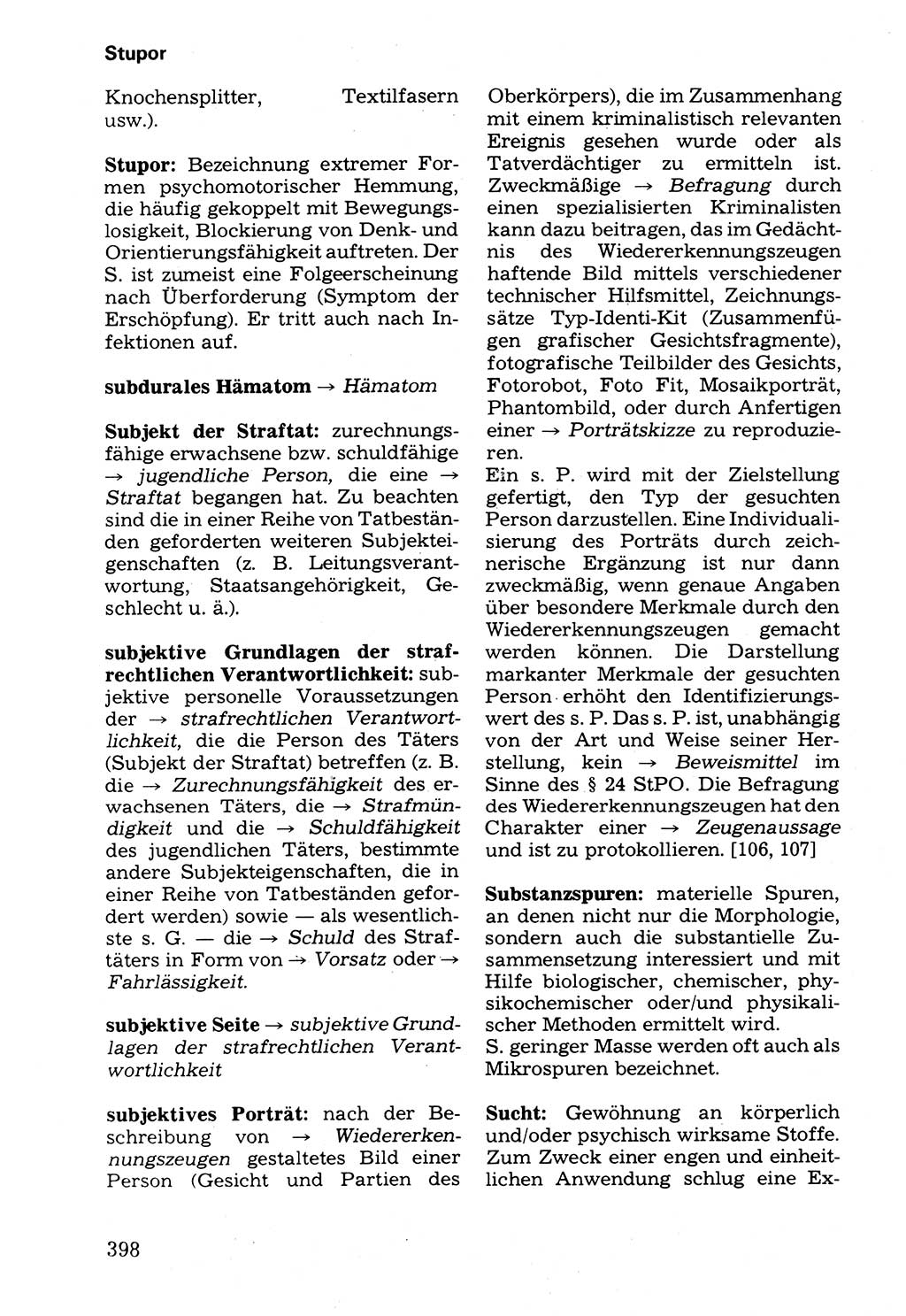 Wörterbuch der sozialistischen Kriminalistik [Deutsche Demokratische Republik (DDR)] 1981, Seite 398 (Wb. soz. Krim. DDR 1981, S. 398)