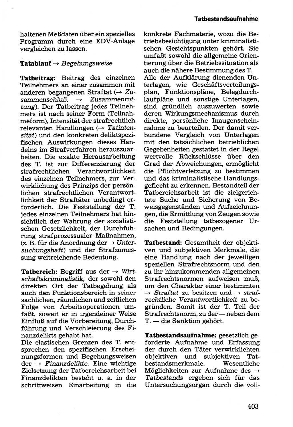 Wörterbuch der sozialistischen Kriminalistik [Deutsche Demokratische Republik (DDR)] 1981, Seite 403 (Wb. soz. Krim. DDR 1981, S. 403)