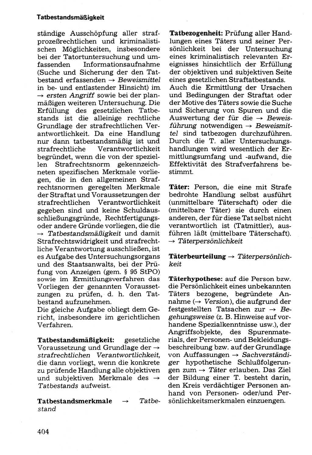 Wörterbuch der sozialistischen Kriminalistik [Deutsche Demokratische Republik (DDR)] 1981, Seite 404 (Wb. soz. Krim. DDR 1981, S. 404)