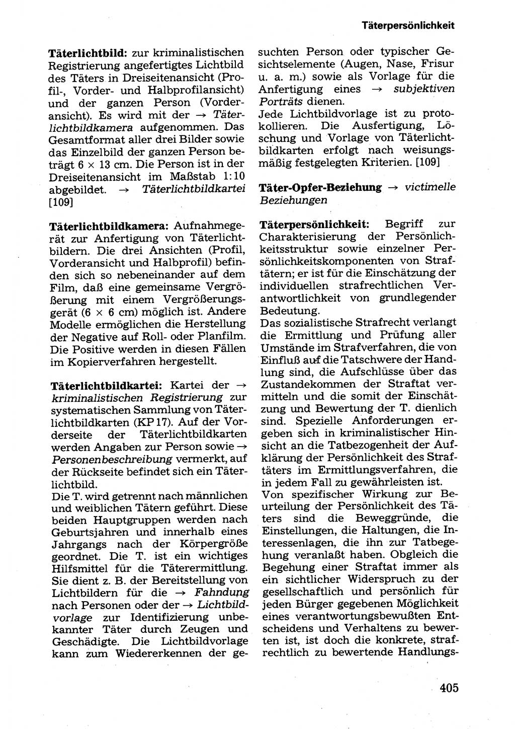 Wörterbuch der sozialistischen Kriminalistik [Deutsche Demokratische Republik (DDR)] 1981, Seite 405 (Wb. soz. Krim. DDR 1981, S. 405)